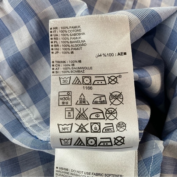 Banana Republic Blue Gingham Western Button Down Shirt Size M-L W, S Mens Cotton - Picture 9 of 11